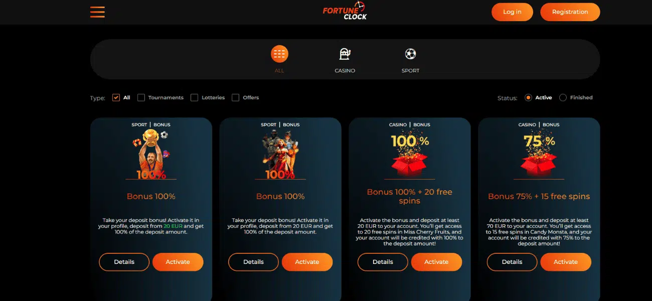 fortune clock casino promotions