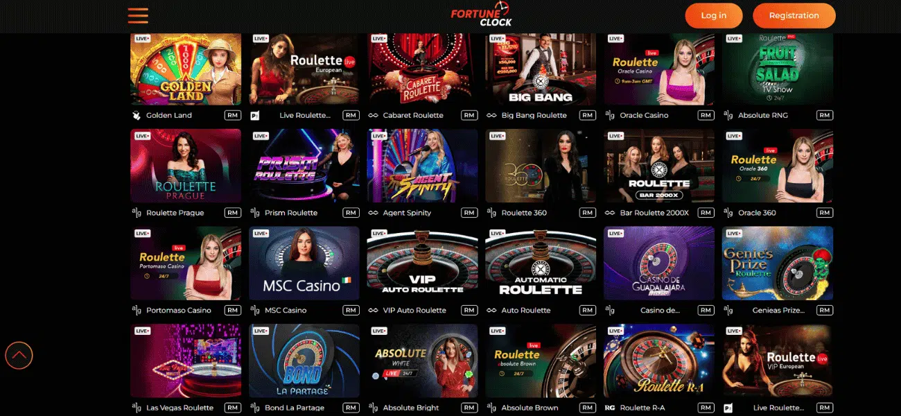fortune clock live casino