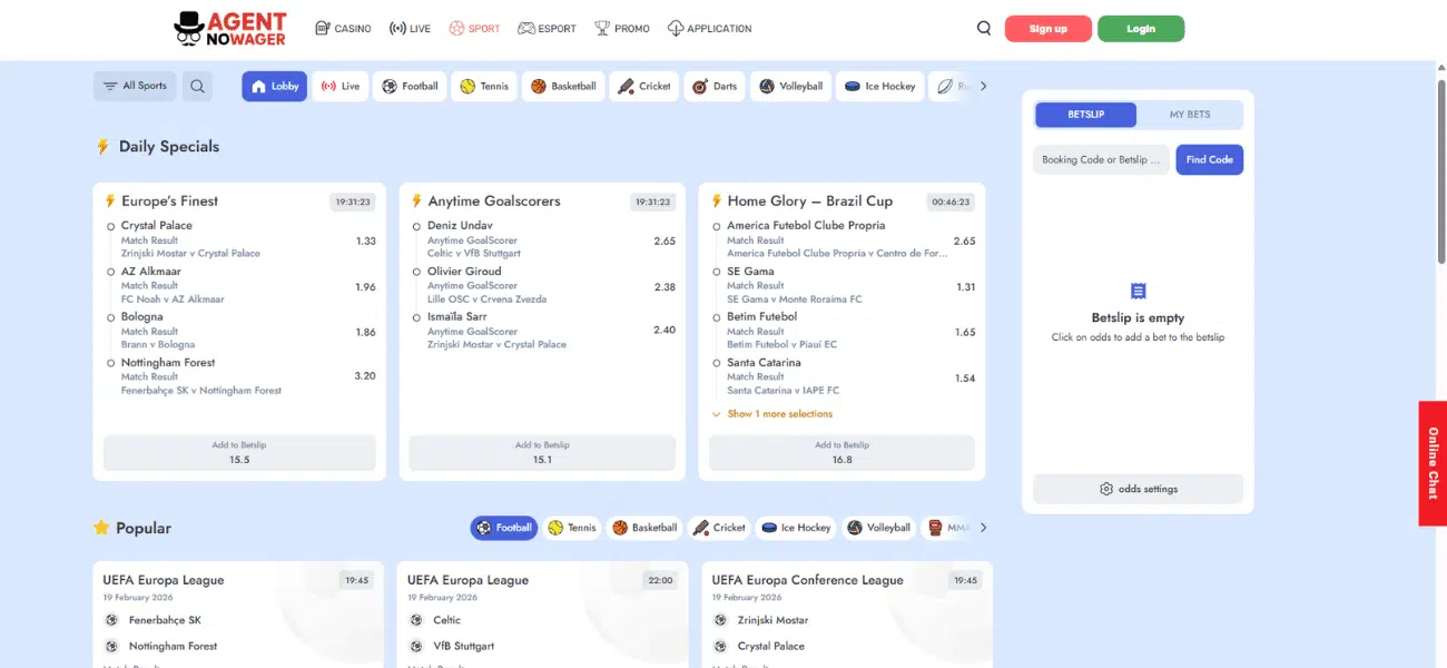 live betting at Agent noWager Casino