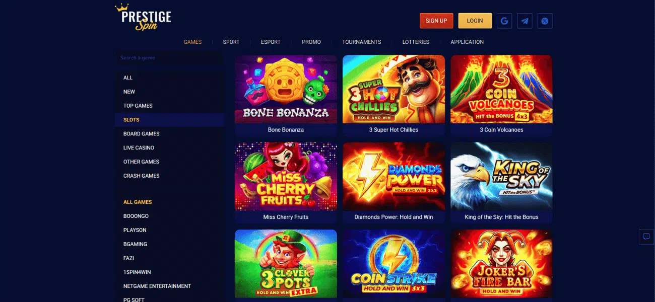 prestige spin casino slots