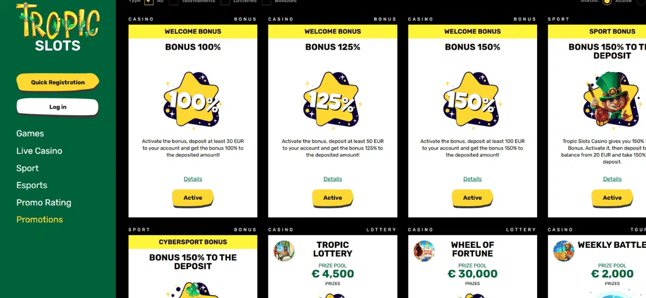 tropic slots casino promotions