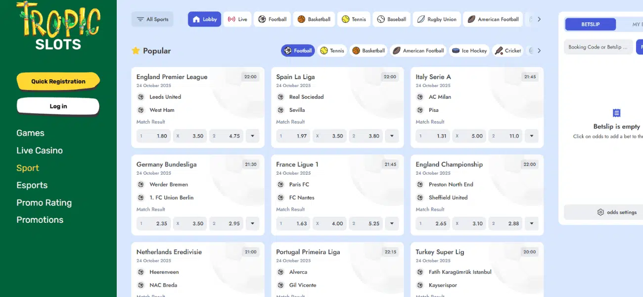 tropic slots sportsbook overview