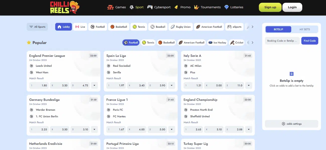 chilli reels sportsbook overview