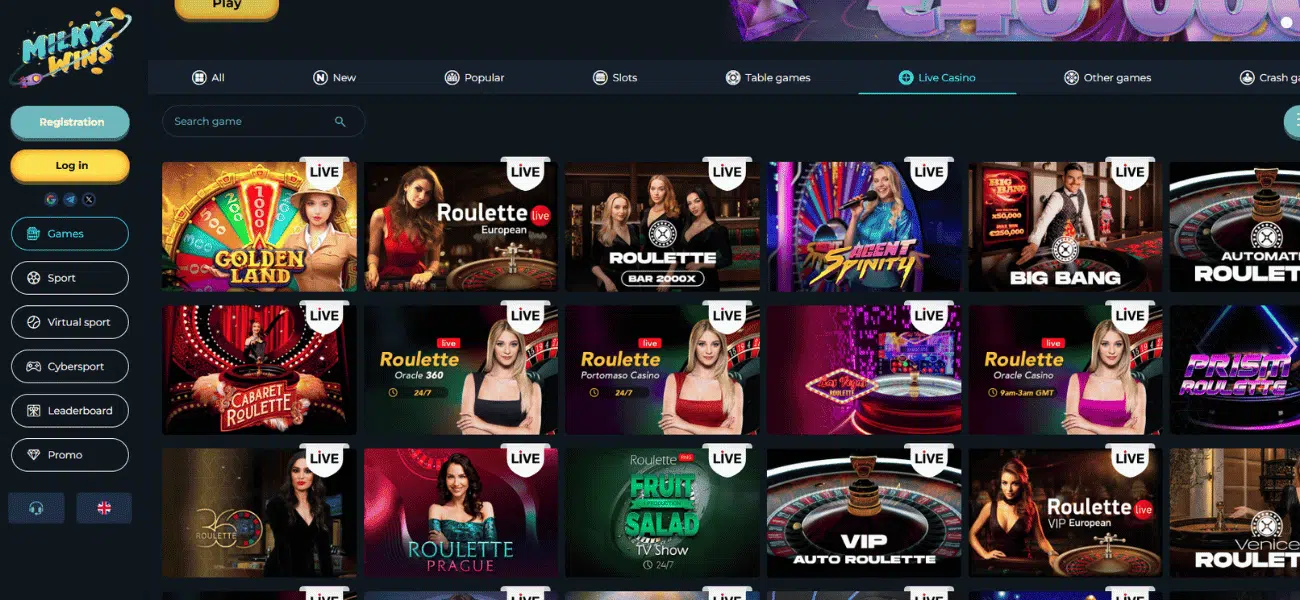 milky wins casino live show