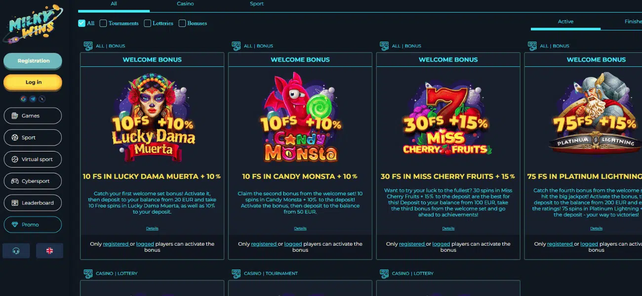 milky wins casino promotions