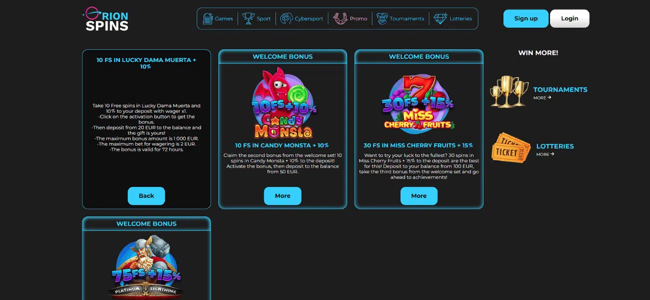 orion spins casino promotions