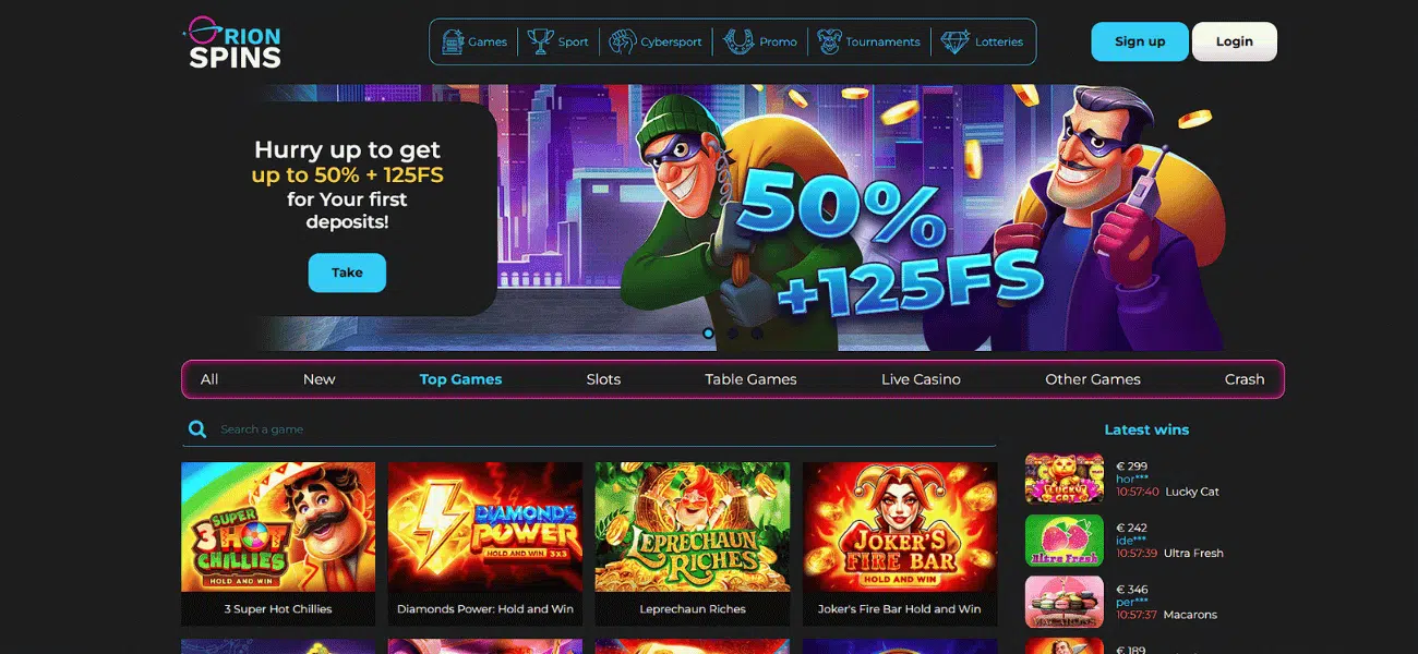 orion spins casino review