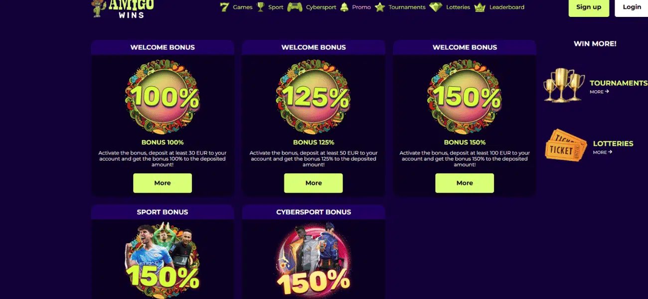 amigo wins casino promotions