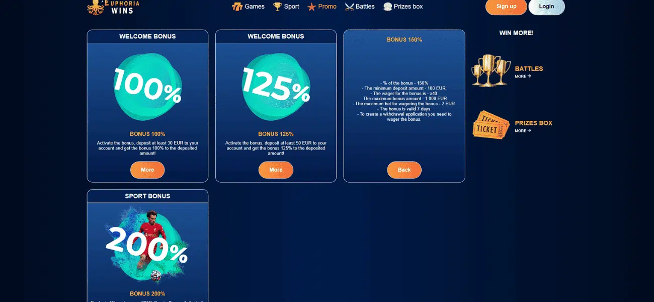 euphoria wins casino promotions