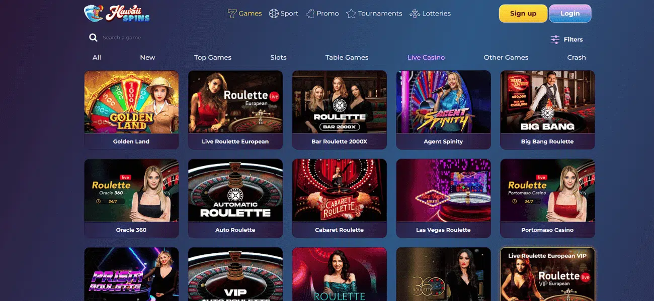 hawaii spins live casino