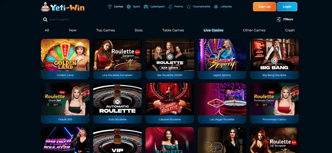 yeti win live casino