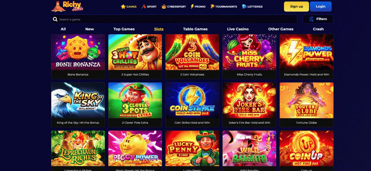 richy reels casino slots lobby