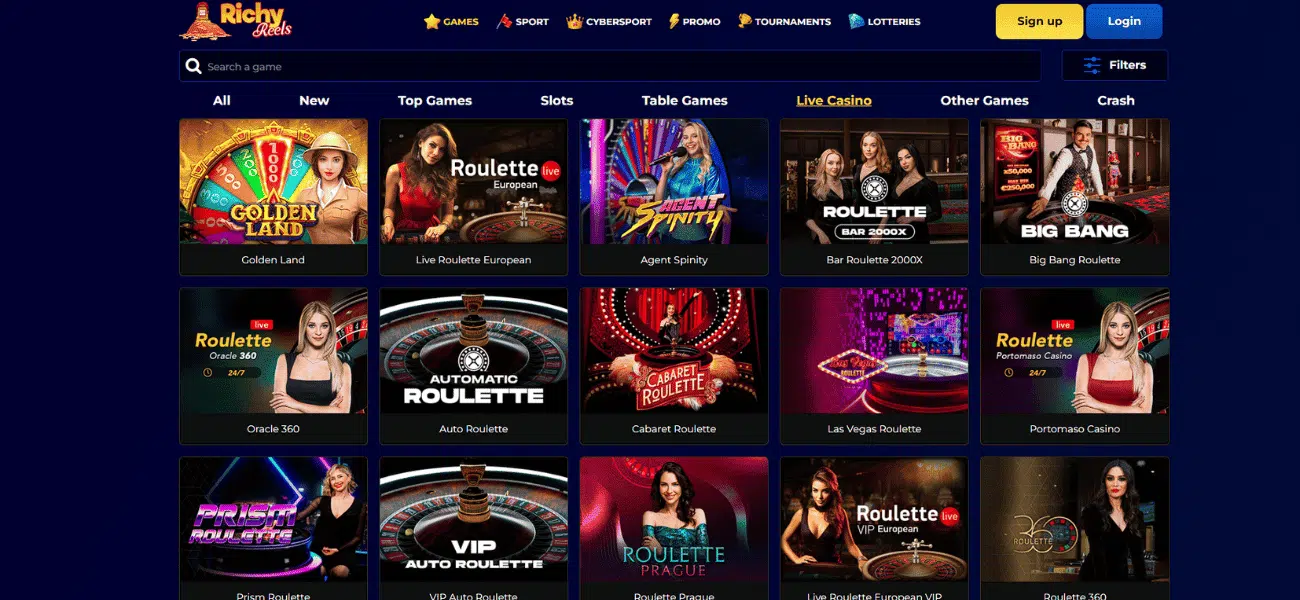 richy reels live casino