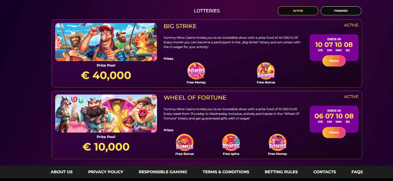 yummy wins casino lotteries