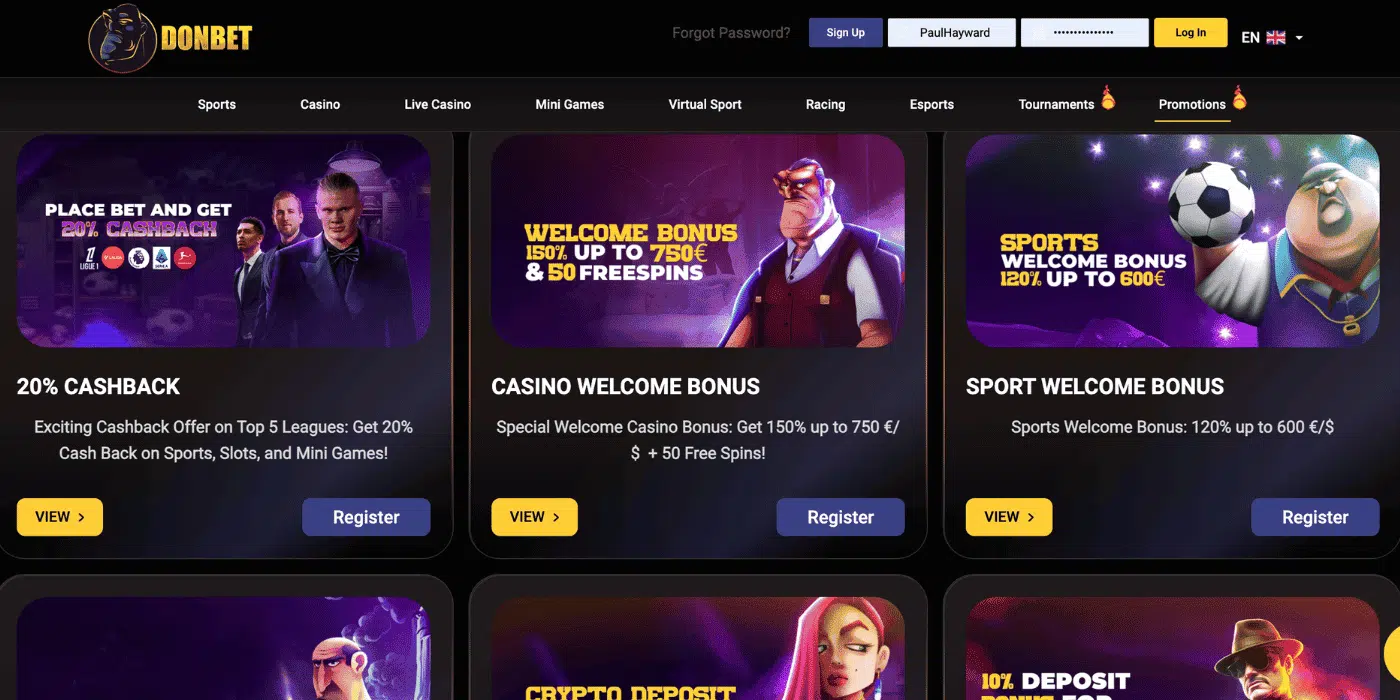 donbet casino bonuses