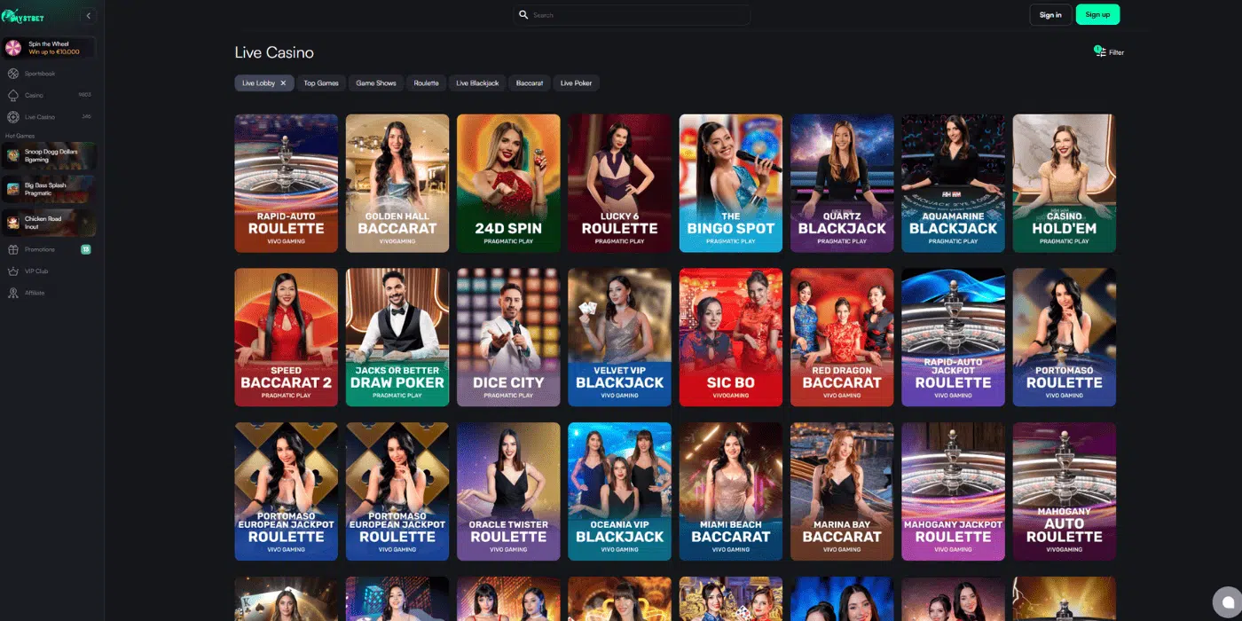 mystbet live casino