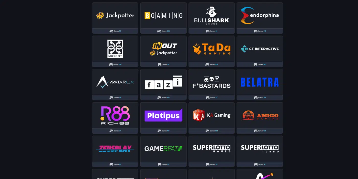 jackpotter casino game providers