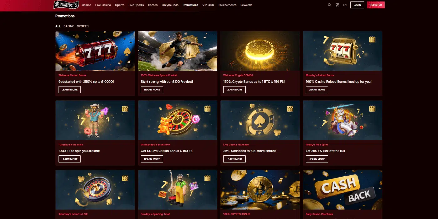 pirate pots casino bonus